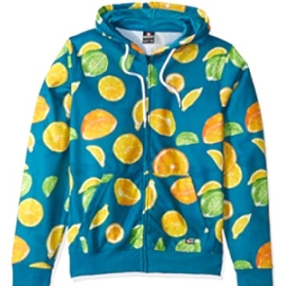 Southpole‎ Men's Citrus Graphic Hoodie Sweatshirt Turquoise Full Zip Skater - Picture 1 of 11